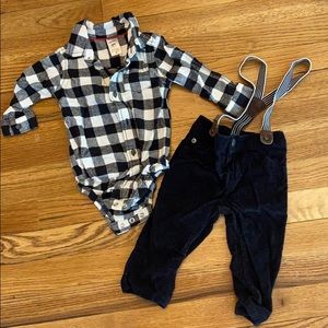 Carters 9 months flannel & corduroy set